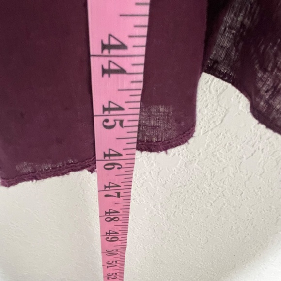 Made In Italy100% Linen NWT Roll Tab Draped Open Long Overlay One Size Burgundy - Picture 10 of 13